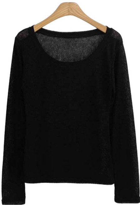 위드후이린 여성용 여리여리 긴팔 시스루 니트 티셔츠