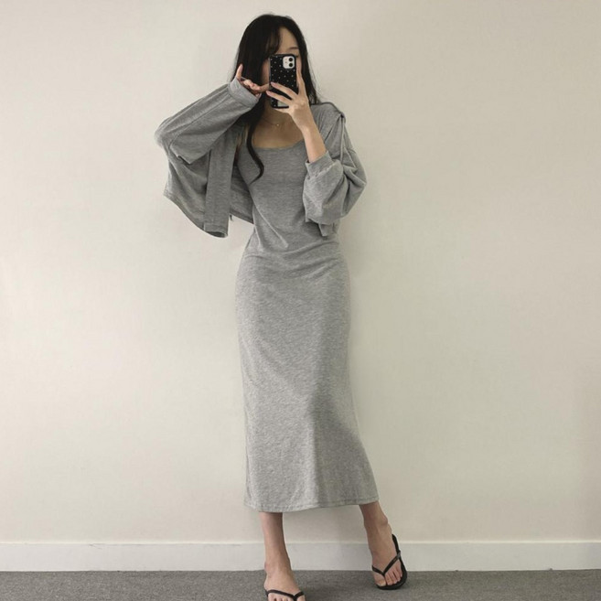 위드후이린 프론 후드 + 원피스 세트