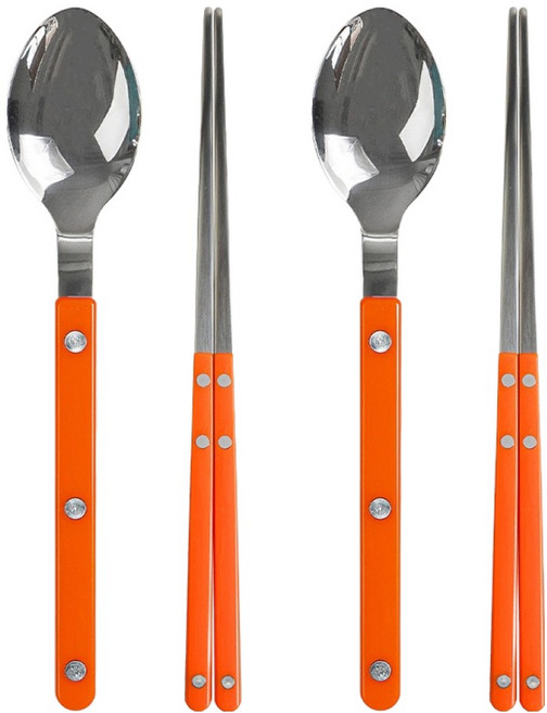 사브르 1인 한식 수저 세트, 오렌지, 2세트, 숟가락 2p + 젓가락 2p