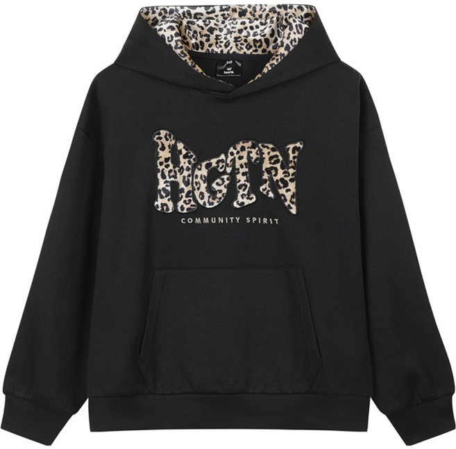 행텐틴즈 더블페이스 레오파드 후드티셔츠