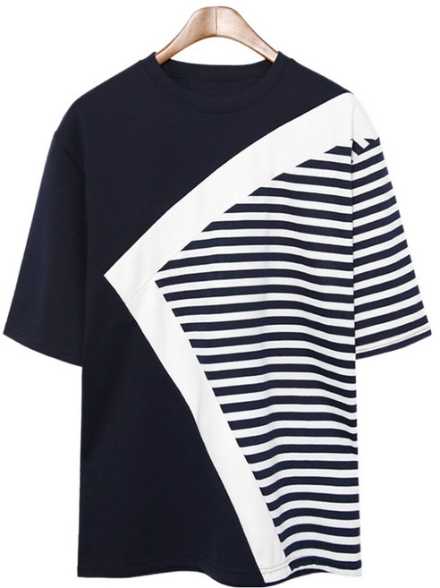 제이에이치스타일 남성용 세미 스트라이프 분또 반팔 티셔츠 JHROK532