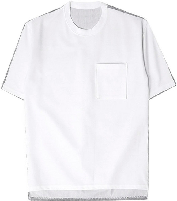 제이에이치스타일 남성용 하프 분또 스트라이프 배색 반팔 티셔츠 JHROK525