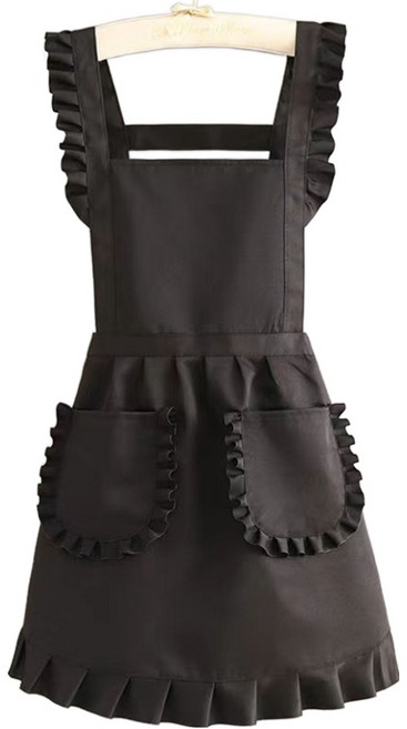 데이소이 러블리 프릴 주방 앞치마 ONE SIZE, 01 블랙, 1개