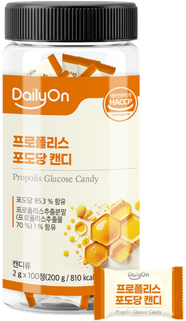 데일리온 프로폴리스 포도당 캔디 200g, 100정, 1개