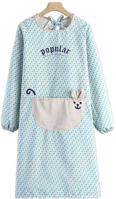 데이소이 하운드투스 패턴 주방 긴팔 앞치마 ONE SIZE, 03 블루, 1개