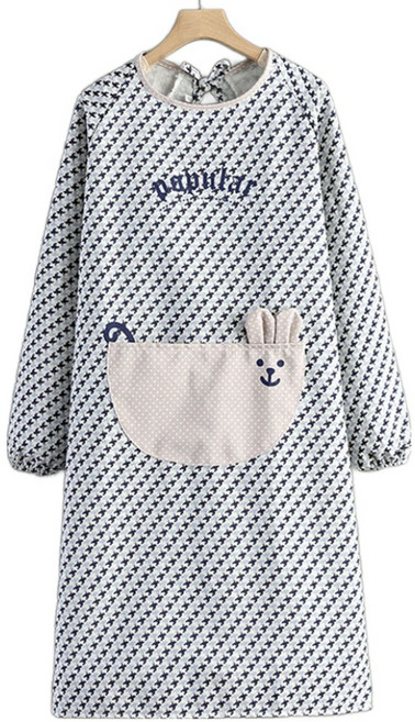 데이소이 하운드투스 패턴 주방 긴팔 앞치마 ONE SIZE, 01 블랙, 1개