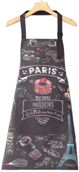 데이소이 빈티지 플로럴 주방 앞치마 ONE SIZE, 02 블랙, 1개