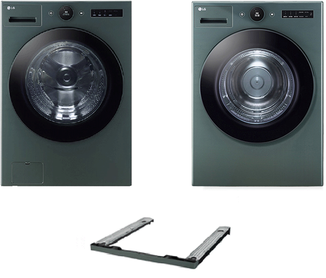 LG전자 트롬 오브제컬렉션 세탁기 + 건조기 + 키트 세트 24kg + 20kg 방문설치, 네이처 그린(세탁기), 네이처 그린(건조기), FX24GNGRGNG