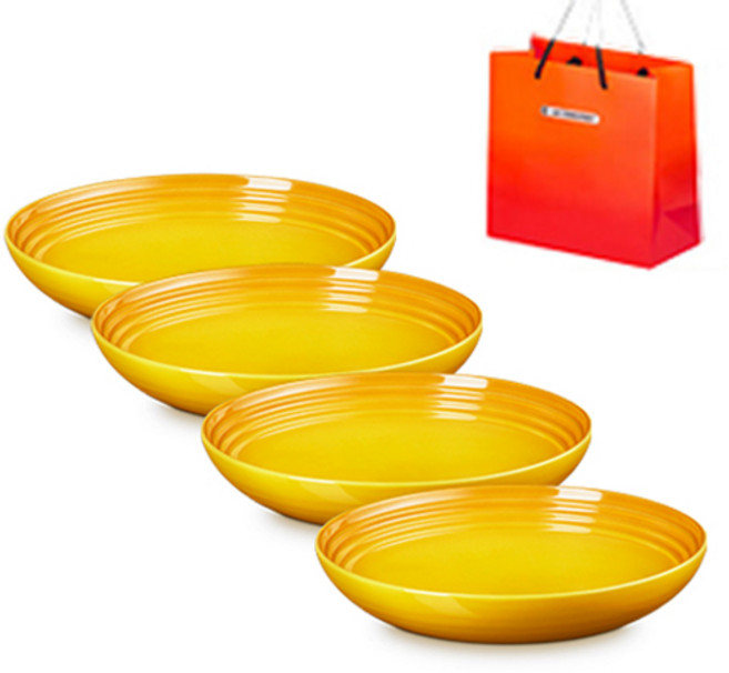 LE CREUSET 義大利麵沙拉碗 22cm x 4入 M號購物袋