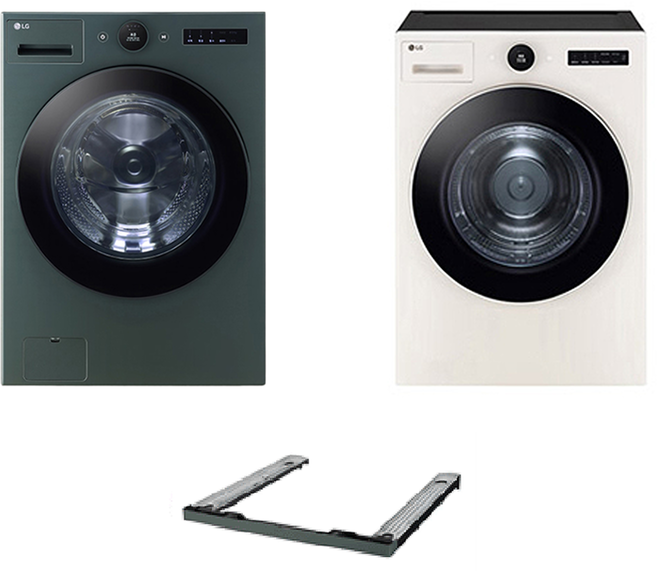 LG전자 트롬 오브제컬렉션 세탁기 + 건조기 + 키트 세트 24kg + 20kg 방문설치, 네이처 그린(세탁기), 네이처 베이지(건조기), FX24GNGRENE