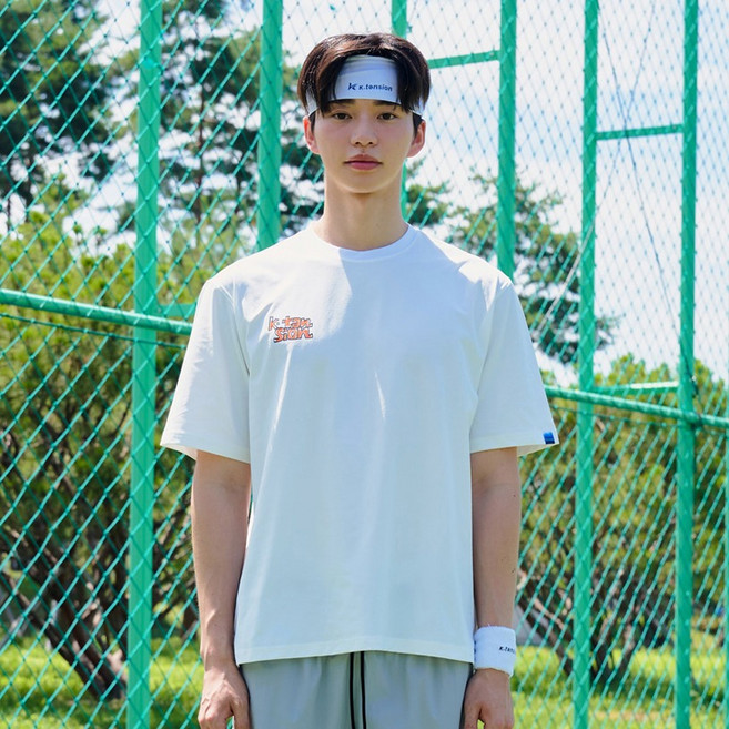 케이텐션 그래픽 래터링 오버핏 배드민턴 반팔 티셔츠 K85ST803U