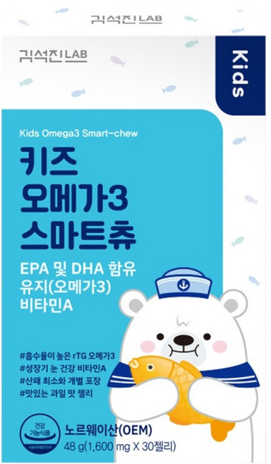 김석진랩 키즈 오메가3 스마트츄 30p, 48g, 1개