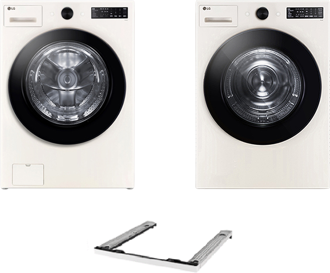 LG전자 트롬 오브제컬렉션 세탁기 + 건조기 + 키트 세트 21kg + 18kg 방문설치, 네이처 베이지(세탁기), 네이처 베이지(건조기), KFG21ENR8EN