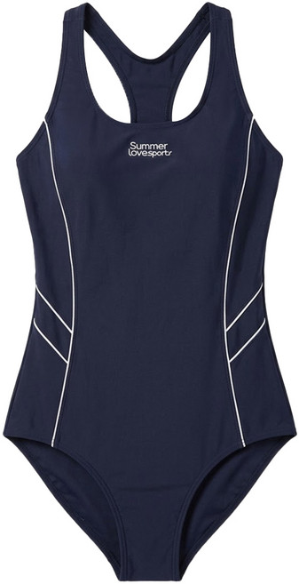 Summer love 夏之戀 大女連身三角泳衣 C2370505403, 深藍素面
