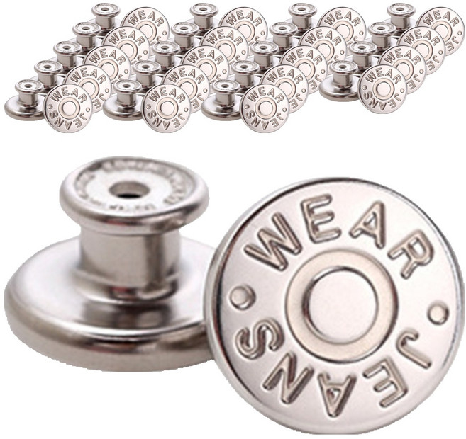 코오미 원클릭 회전 헤드 살 눌림방지 수선 요술단추 17 x 13 mm 6W0127, 20개, 알파벳 실버