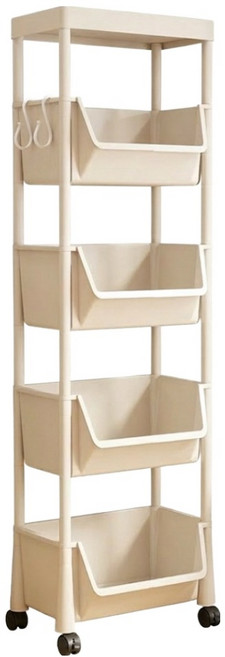 쉼표온 기저귀 정리 트롤리 이동식 다용도 수납카트 플랫탑, WHITE, 4단