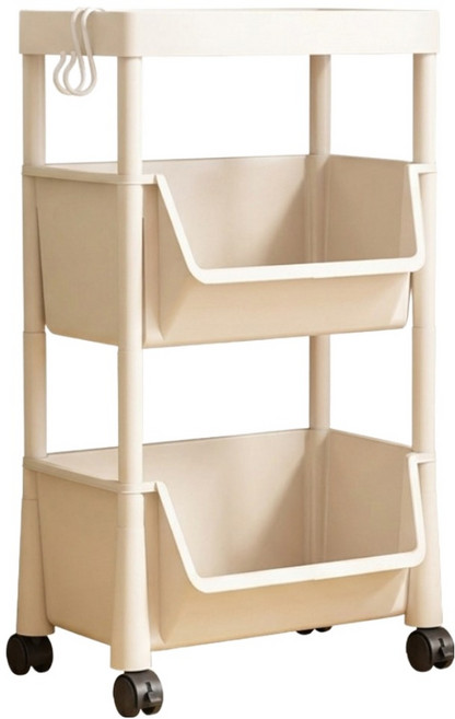 쉼표온 기저귀 정리 트롤리 이동식 다용도 수납카트 플랫탑, WHITE, 2단