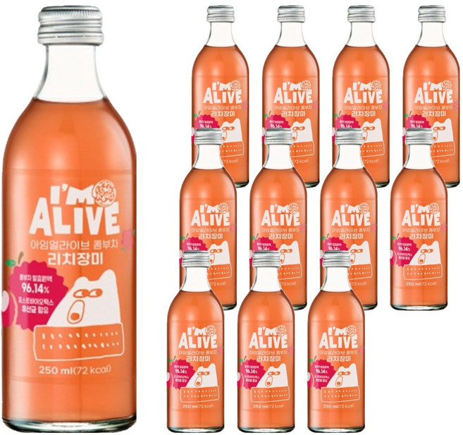 아임얼라이브콤부차 리치장미, 12개, 250ml