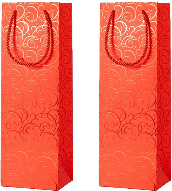 코레시스 고급 와인 선물 쇼핑백 싱글 11.5 x 9 x 35 cm, 레드, 2개