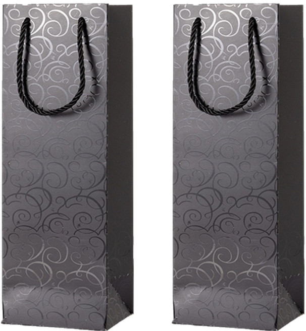 코레시스 고급 와인 선물 쇼핑백 싱글 11.5 x 9 x 35 cm, 블랙, 2개