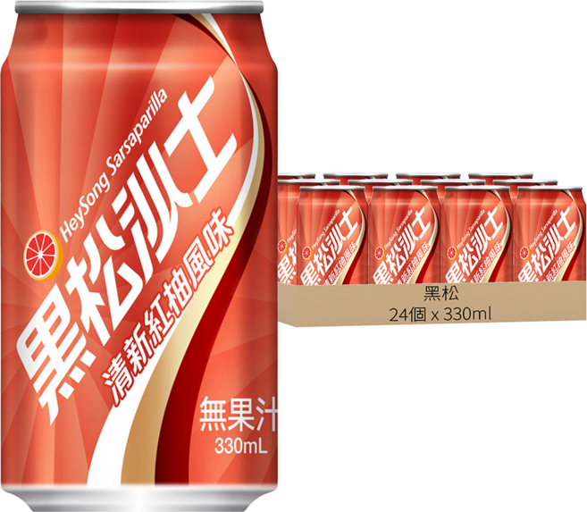 黑松 黑松沙士 清新紅柚風味, 24個, 330ml