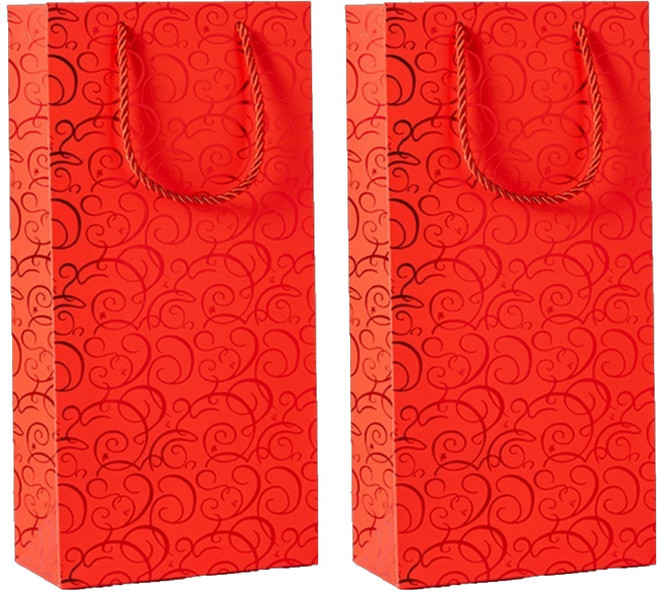 코레시스 고급 와인 선물 쇼핑백 더블 17 x 9 x 35 cm, 레드, 2개