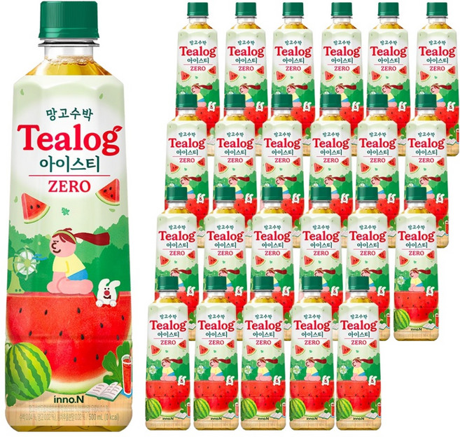 티로그 제로 망고수박 아이스티, 24개, 500ml