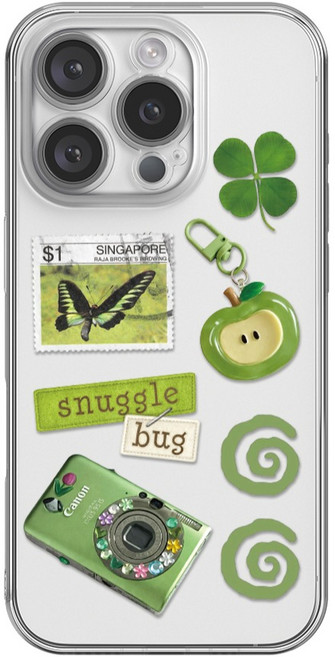 핫티몰 럭키 그린 믹스 심플한 투명 휴대폰 케이스