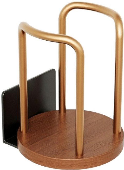 코이드림 주방 업소 원목 스텐 컵걸이 부착형, 골드, 1개