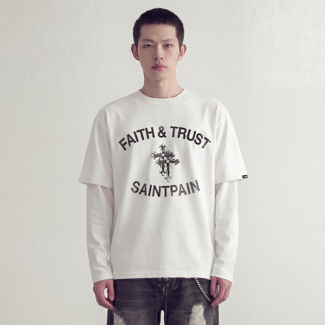 세인트페인 남녀공용 페이스 앤 트러스트 반팔티