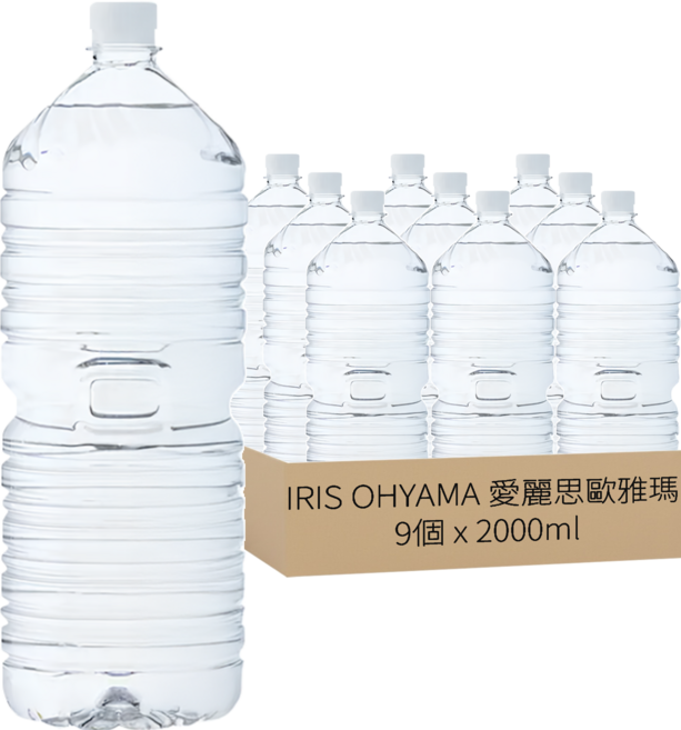 IRIS OHYAMA 愛麗思歐雅瑪 富士山天然水 環保無標籤款, 9個, 2000ml