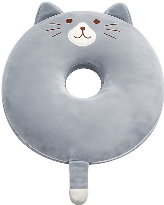 러빙랩 메모리폼 임산부 도넛 논슬립 원형 방석, 회색냥, 1개