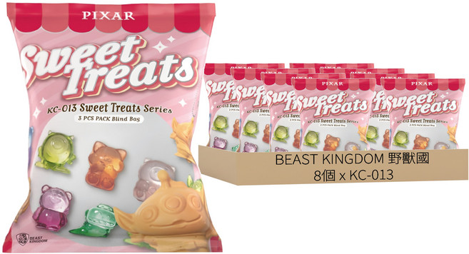 BEAST KINGDOM 野獸國 皮克斯零食系列 鑰匙圈盲抽 3件組 共24款 款式隨機 KC-013, 8個