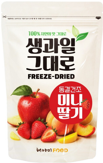 해야미 생과일 그대로 동결건조 미니딸기, 1개, 110g