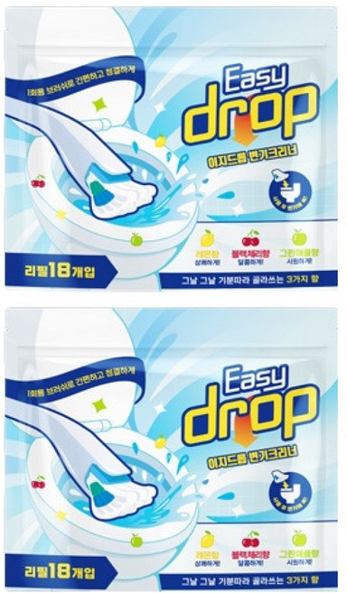 이지드롭 변기크리너 혼합향 18p, 혼합색상, 2개