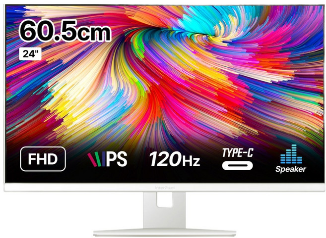 InterPixel FHD IPS 120Hz TYPE C 無閃爍無亮點螢幕 白色, IP2428, 60.5cm