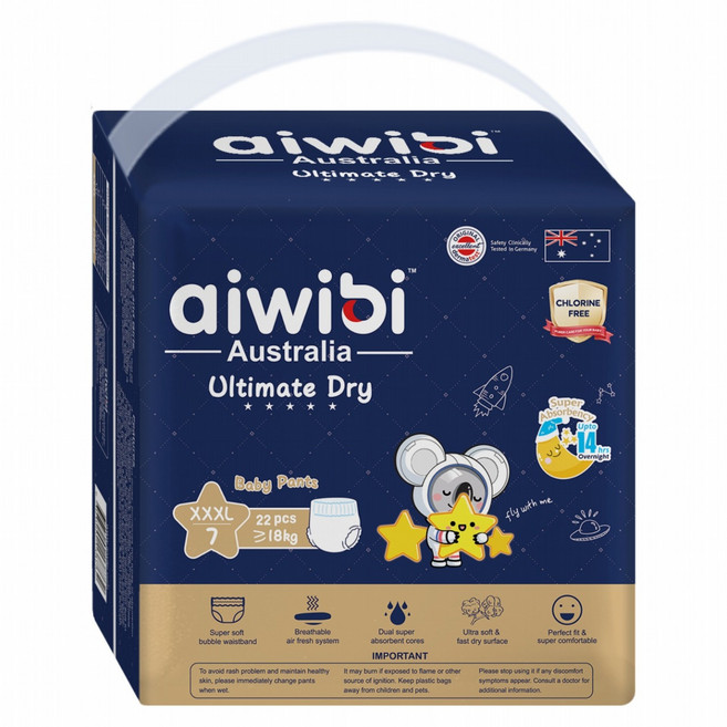 aiwibi 愛薇彼 夜用甄柔褲型尿布 18kg以上, 3XL, 22片