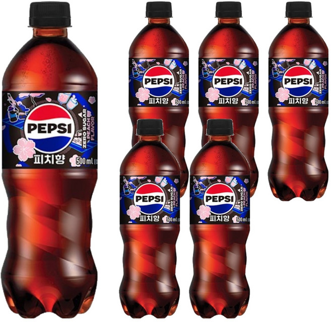 펩시 제로슈거 피치향, 6개, 500ml