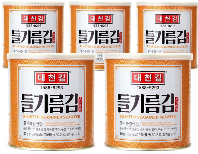 대천김 들기름 캔김 G105, 30g, 5개