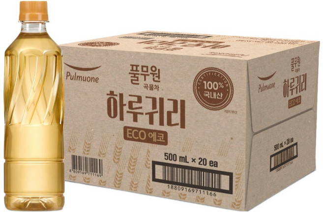 풀무원샘물 하루귀리 곡물차 무라벨, 20개, 500ml