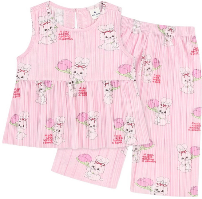 Milk Baby 幼兒鬱金香兔子涼感百褶上下衣套裝
