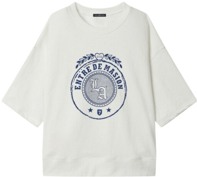 나인식스뉴욕 여성용 프린팅 라운드 7부 오버핏 티셔츠 NQ1LW003L0