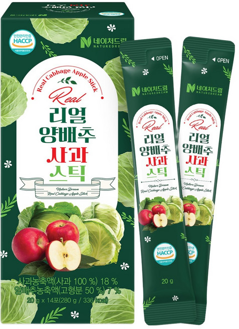 네이처드림 리얼 양배추 사과 스틱, 280g, 1개