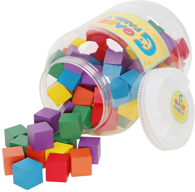 가베가족 큰솔 칼라쌓기 3cm 100p + 케이스 세트 KS0161, 혼합색상, 1세트