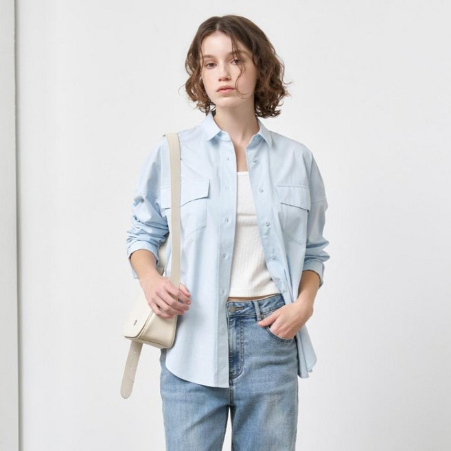 제너럴아이디어 여성용 뉴클래식 루즈핏 코튼 셔츠 WBE1L03503