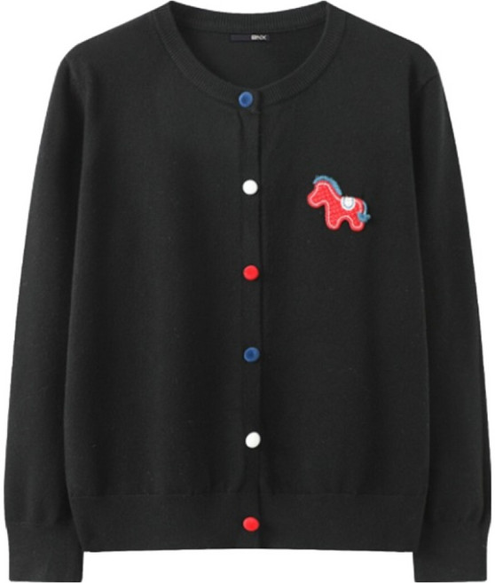 비엔엑스 여성용 홀스 패치 컬러 버튼 니트 가디건 BY1CD001L0