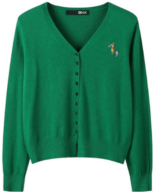 비엔엑스 여성용 캐릭터 자수 포인트 버튼업 니트 가디건 BW3CD009L0