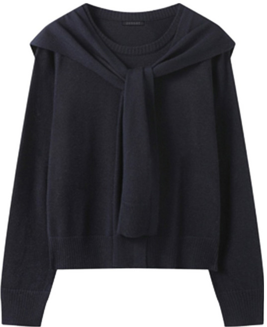 탱커스 여성용 라운드 베이직 긴팔 니트 숄 TY1KP001L0