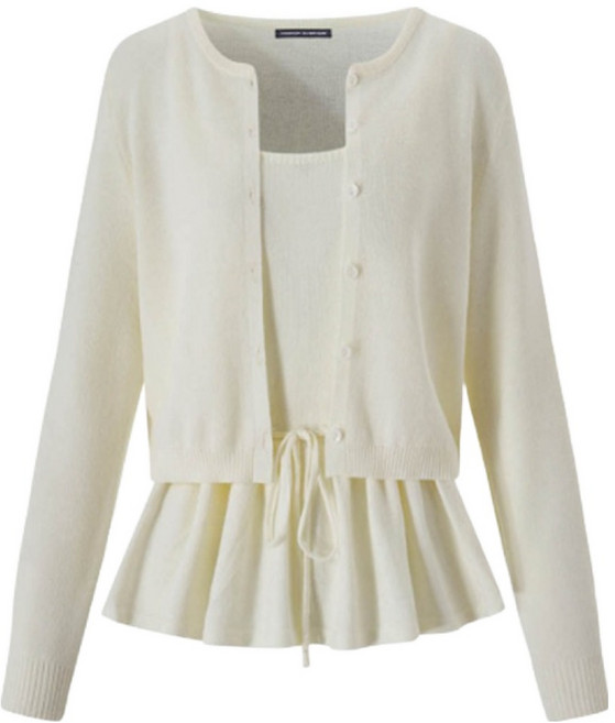 미니멈 여성용 에브리데이페플럼 스트링 슬리브리스 가디건 세트 EC1CK007D