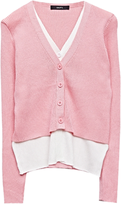 GGPX 여성용 페미닌 V넥 골지 레이어드 니트 가디건 GOACK005D